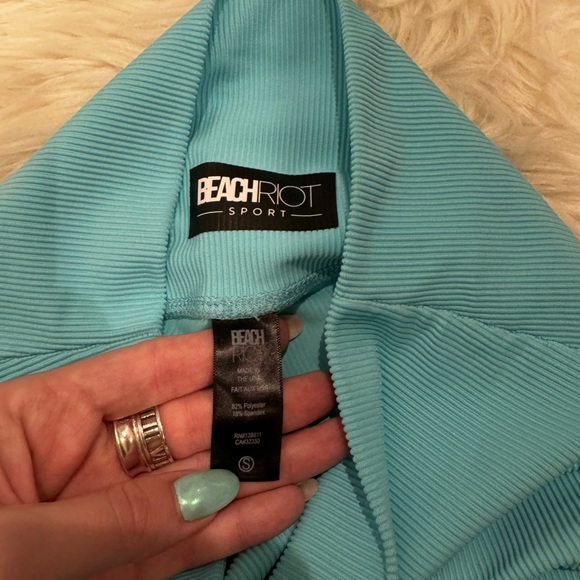 Beach Riot Neon Turquoise Ribbed Workout Set Sz S - Picture 6 of 7